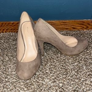 Size 7 nude suede heels.